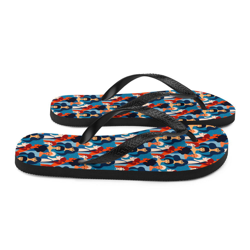 Flip-Flops  with Blue Ladies Print