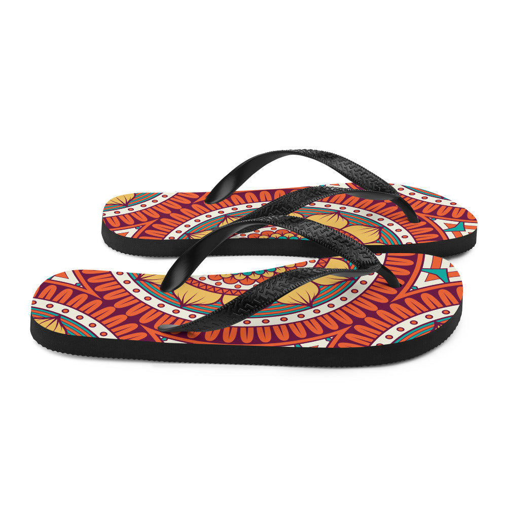 Flip-Flops with Golden Mandala Print