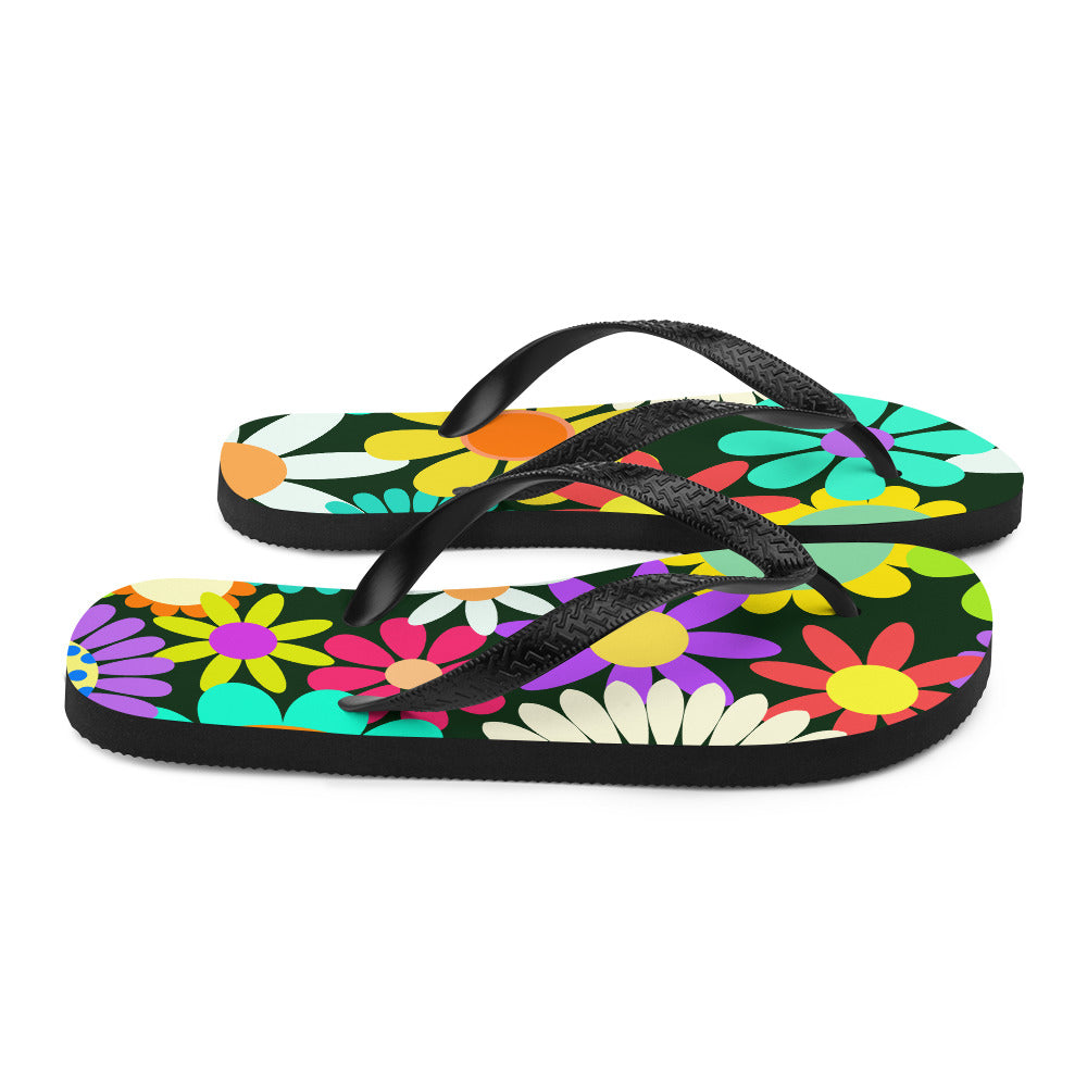 Flip-Flops with Psychedelic Daisy Print