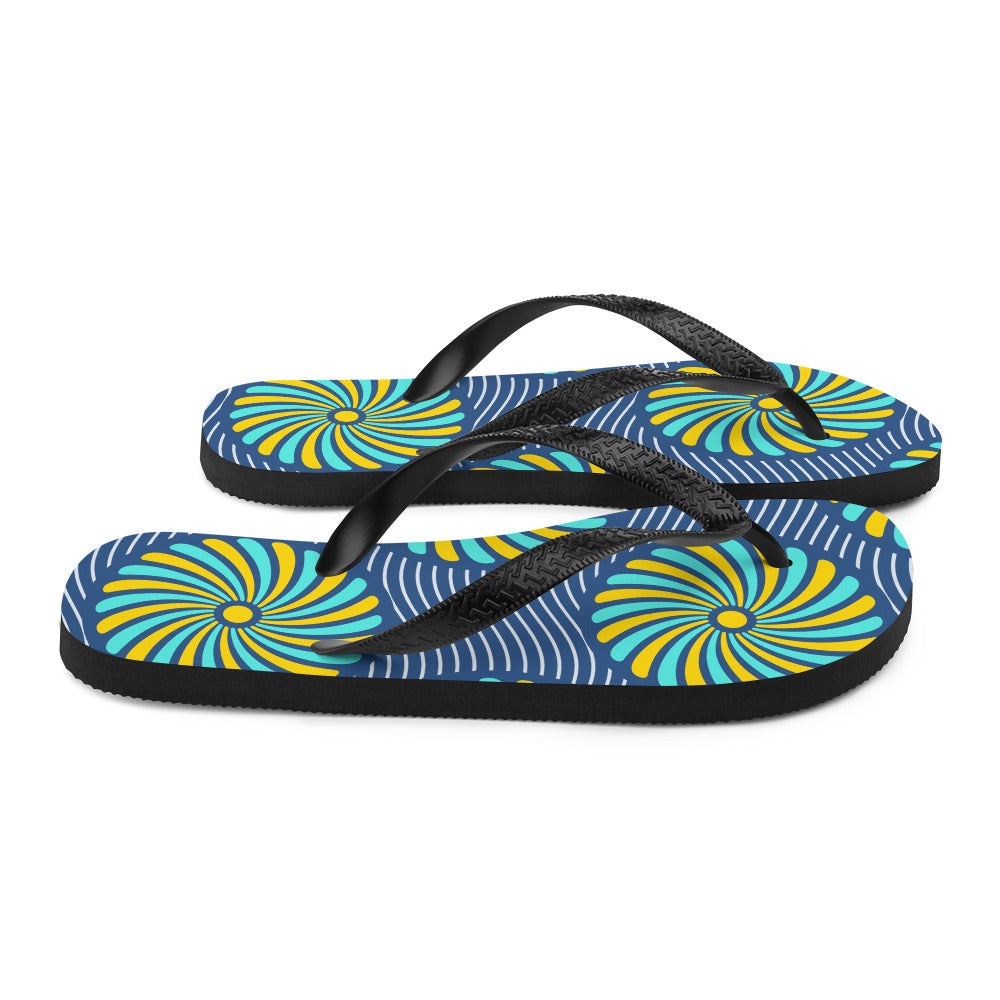 Flip-Flops with Blue African Print