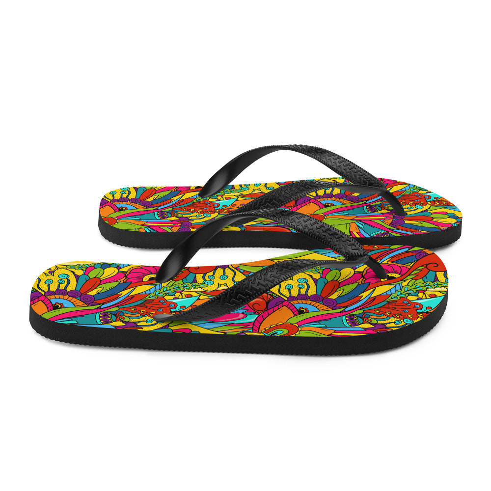 Flip-Flops with Hippie Paisley Print