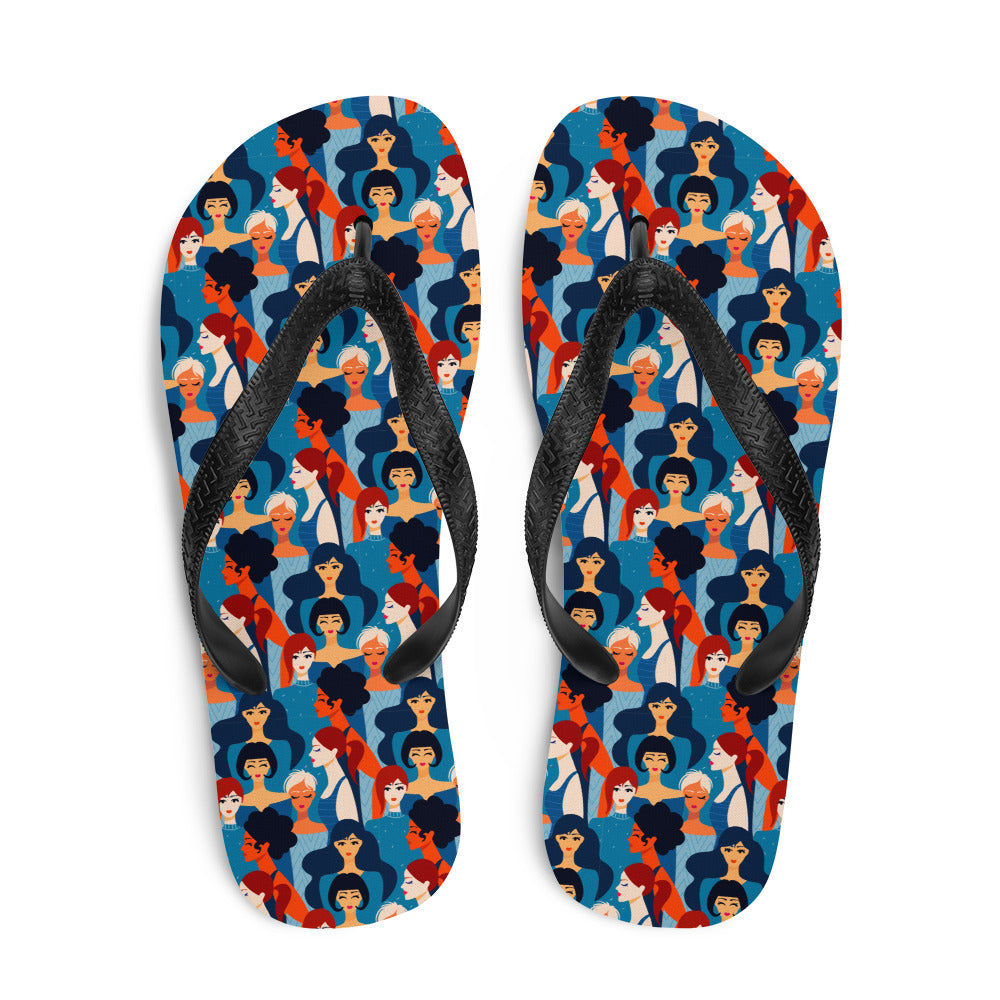 Flip-Flops  with Blue Ladies Print