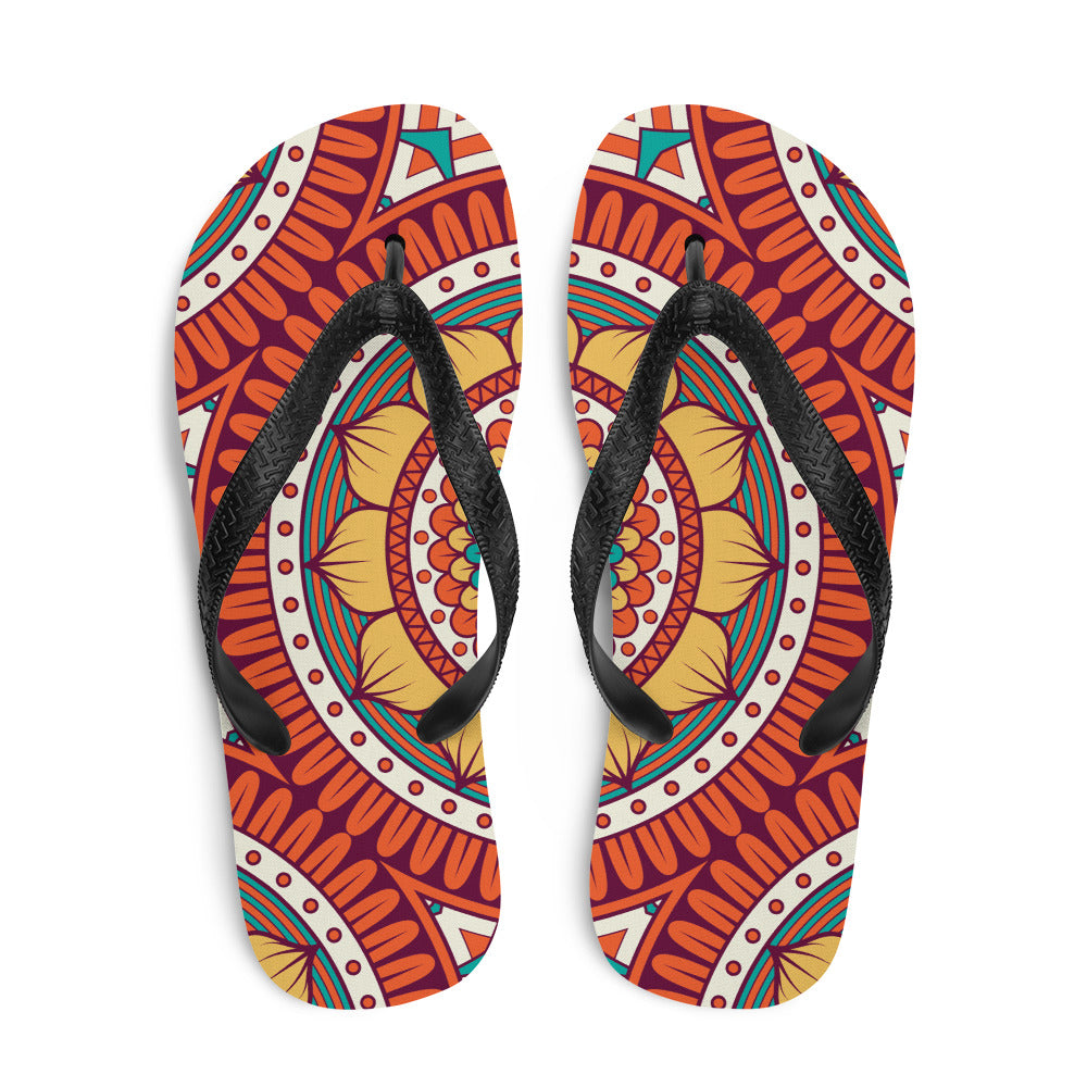 Flip-Flops with Golden Mandala Print