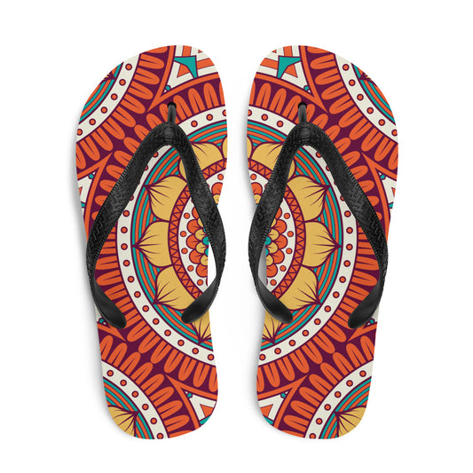 Flip-Flops with Golden Mandala Print