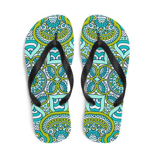 Flip-Flops with Green Mandala Print