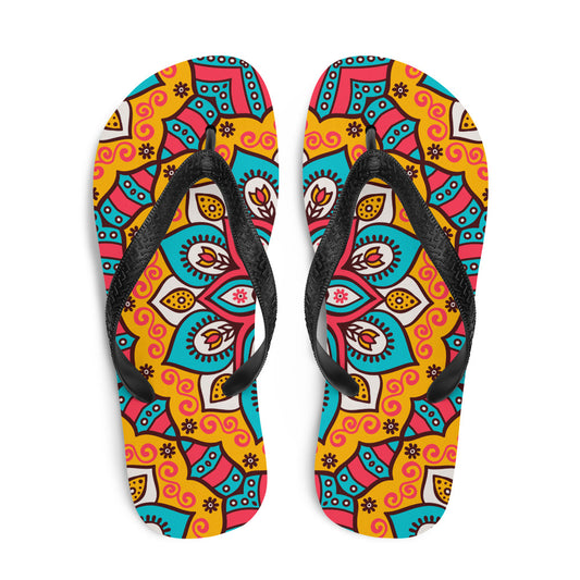 Flip-Flops with Turquoise Mandala Print