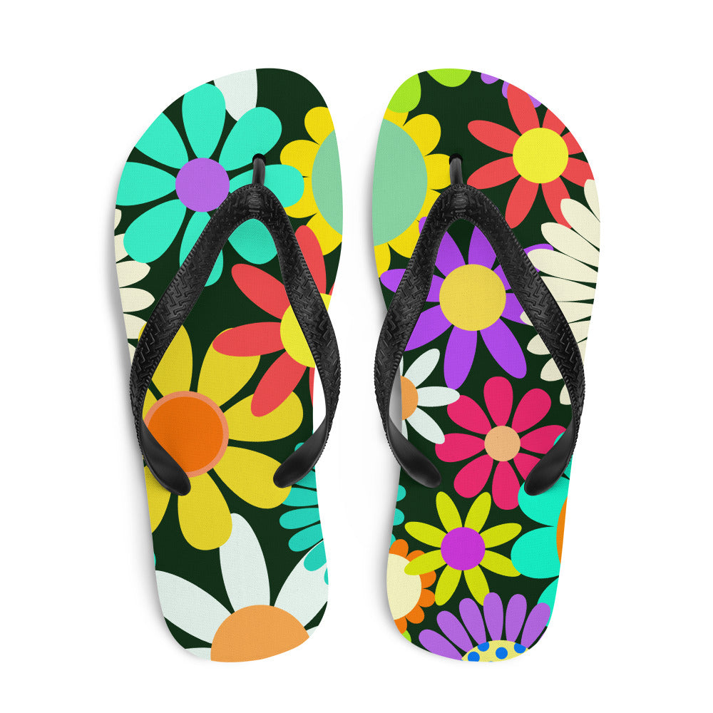 Flip-Flops with Psychedelic Daisy Print