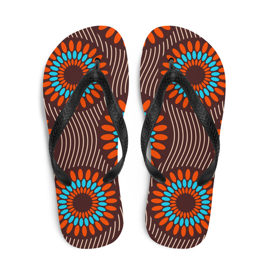 Flip Flops with Orange African Print