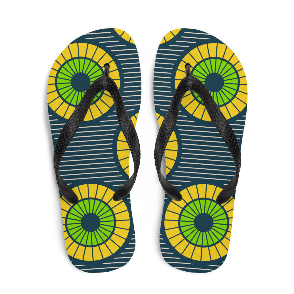 Flip-Flops with Green African Print