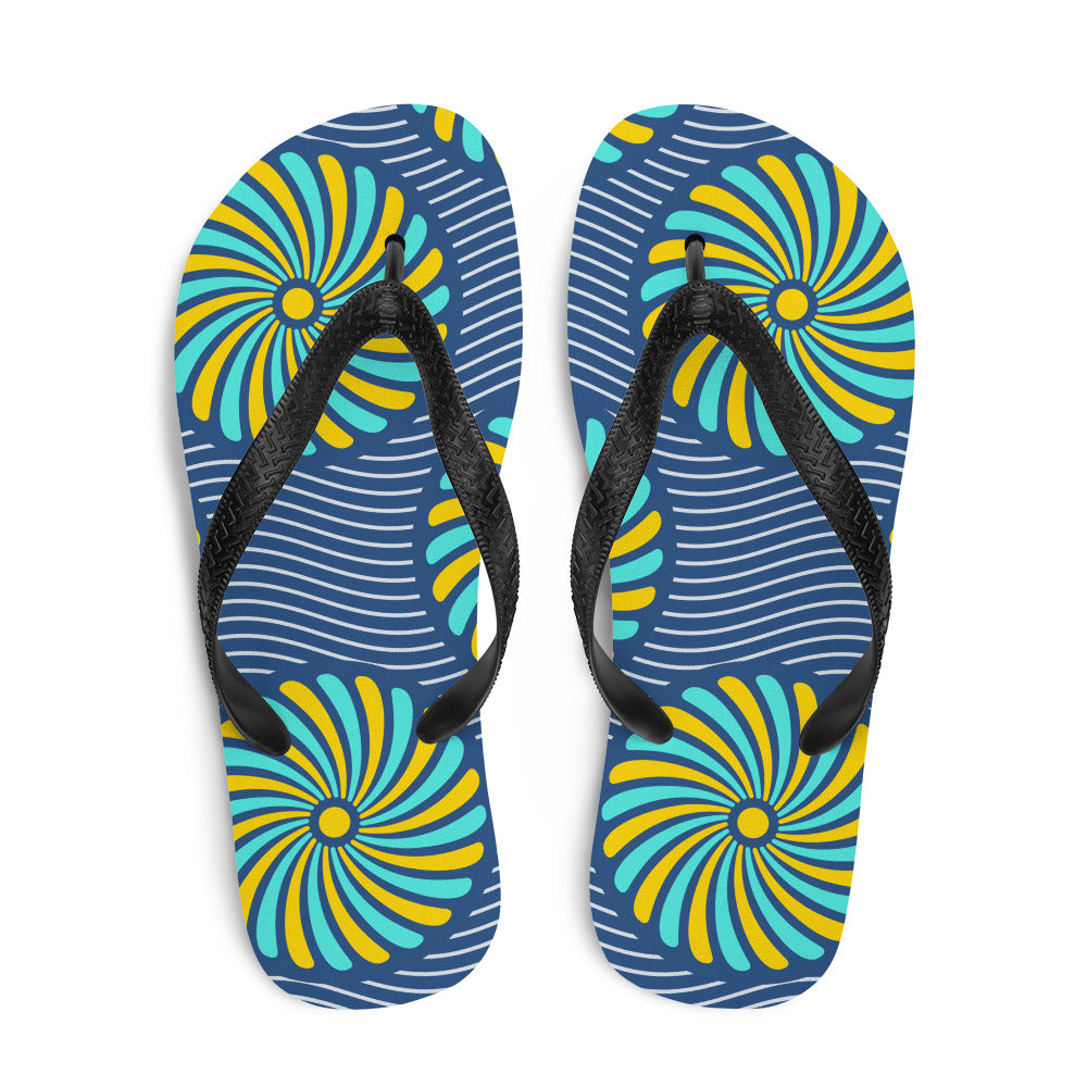 Flip-Flops with Blue African Print