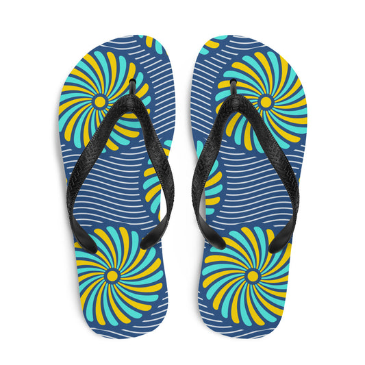 Flip-Flops with Blue African Print