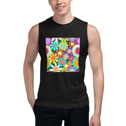 Muscle Shirt with Psychedelic Daisy