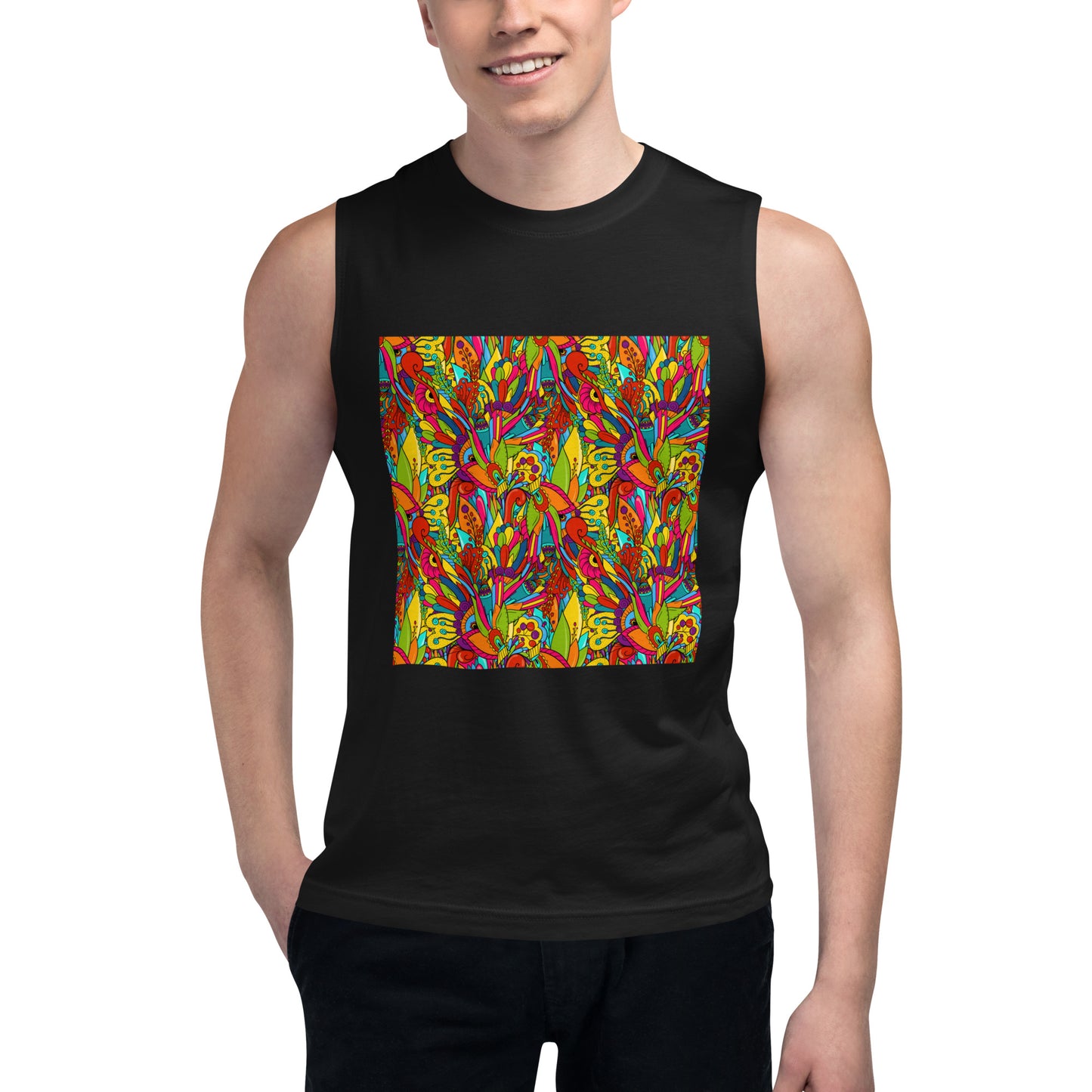 Unisex Muscle Shirt with Hippie Paisley Print