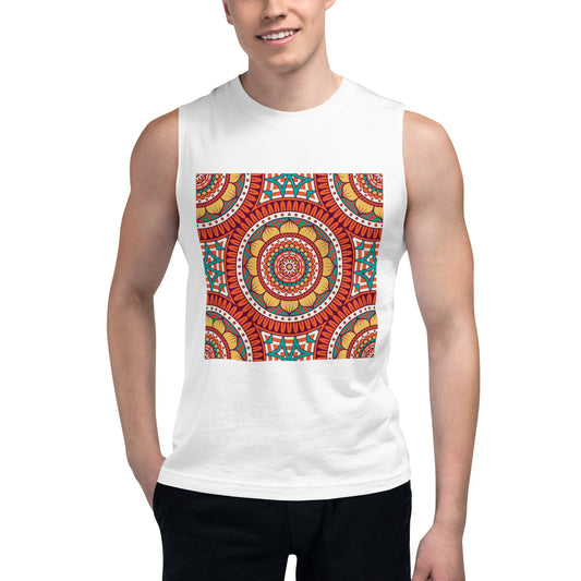 Unisex Muscle Shirt w/Golden Mandala Print