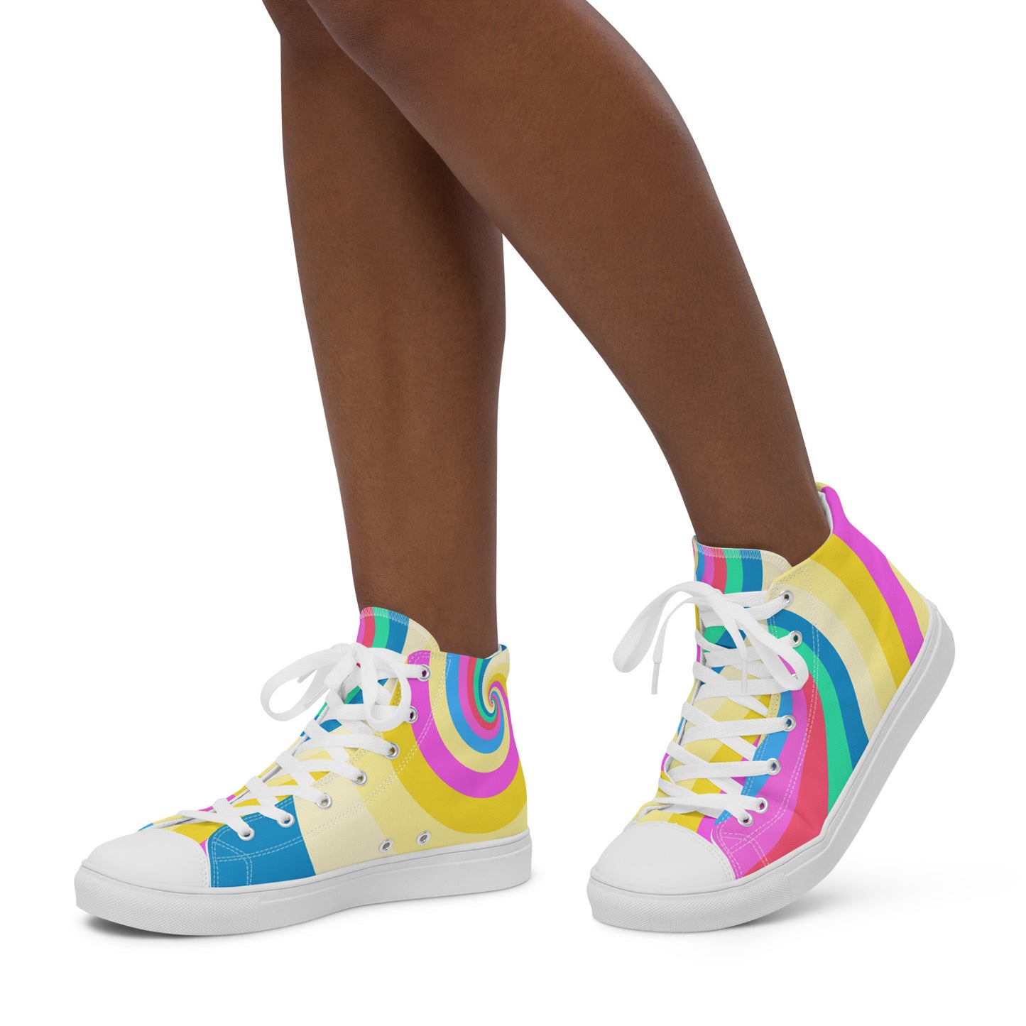 Women’s high top canvas shoes with Pastel Swirl Print