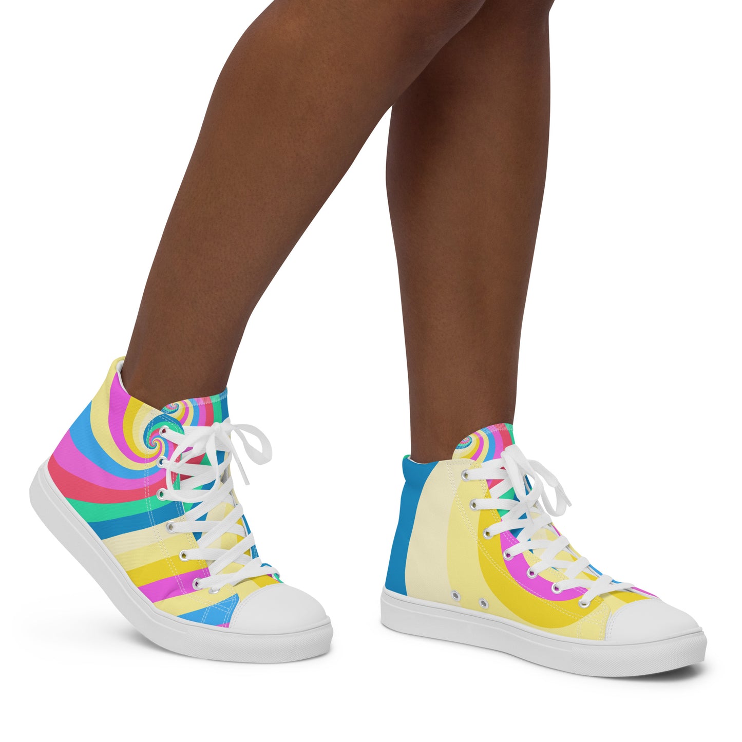 Women’s high top canvas shoes with Pastel Swirl Print