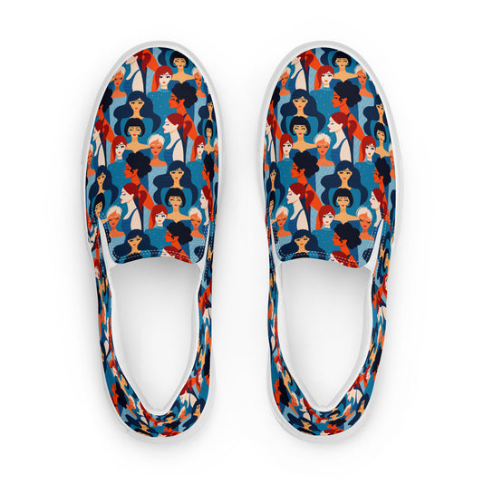 Women’s slip-on canvas shoes with Blue Ladies Print