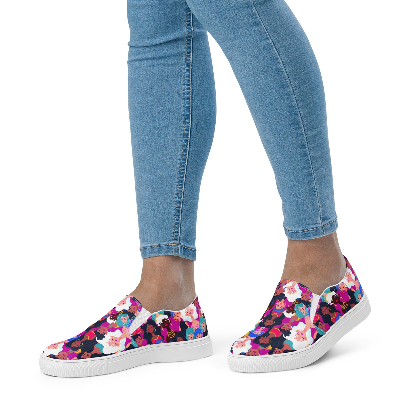 Women’s slip-on canvas shoes with Black Ladies Print