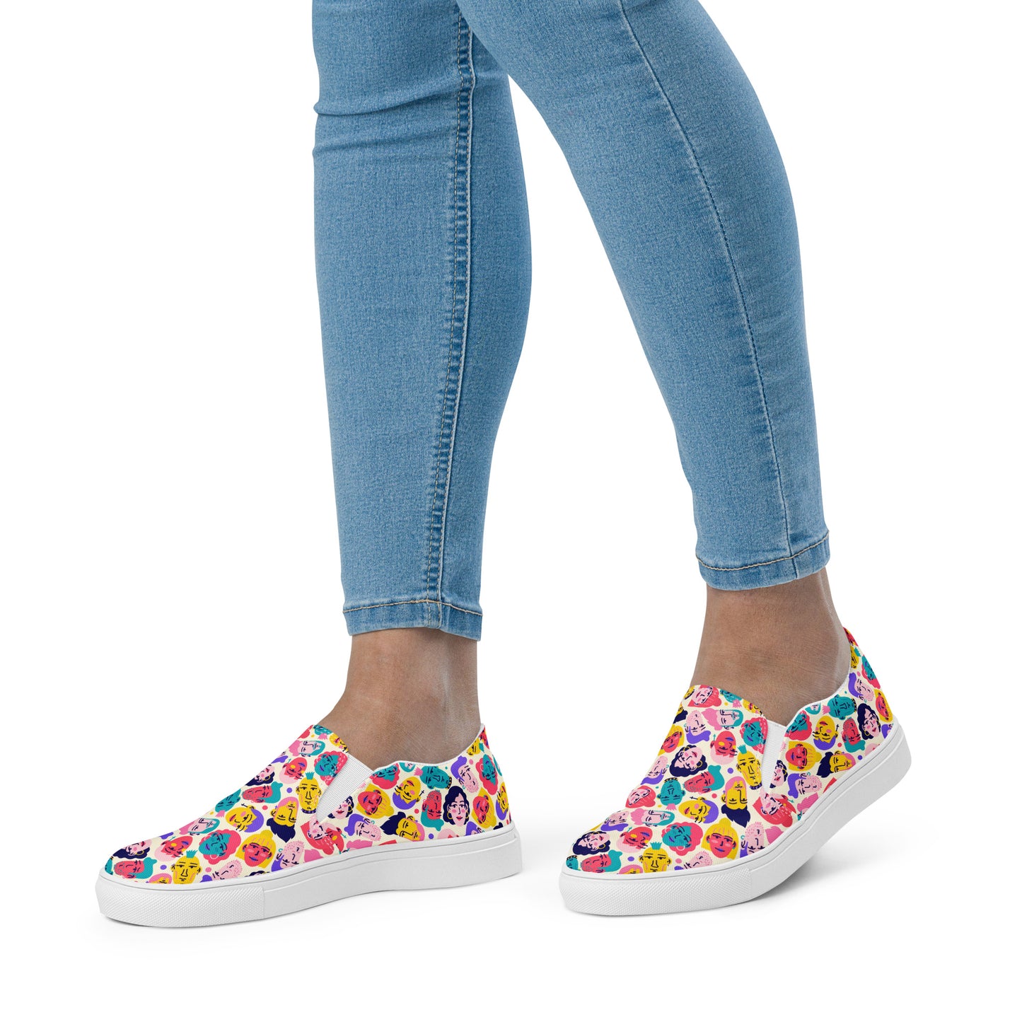 Women’s slip-on canvas shoes with Crazy People Print