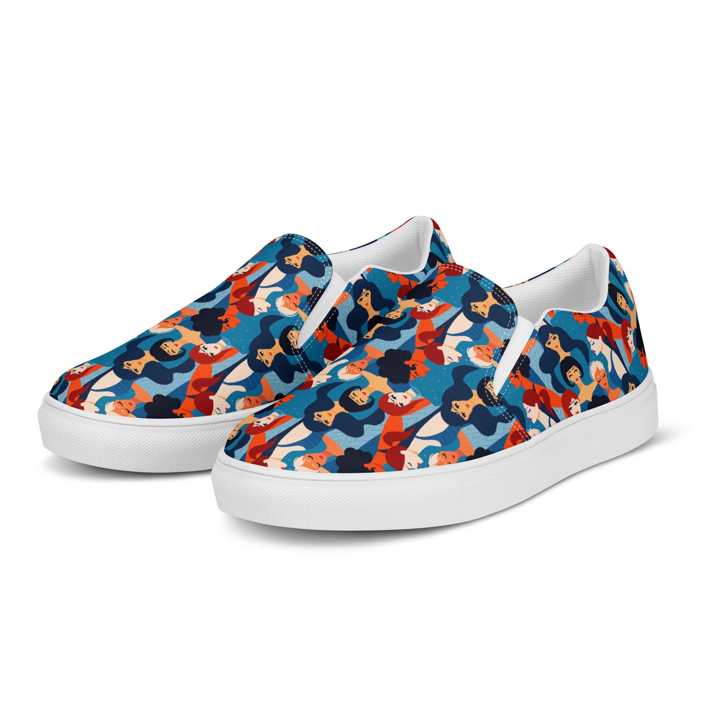 Women’s slip-on canvas shoes with Blue Ladies Print