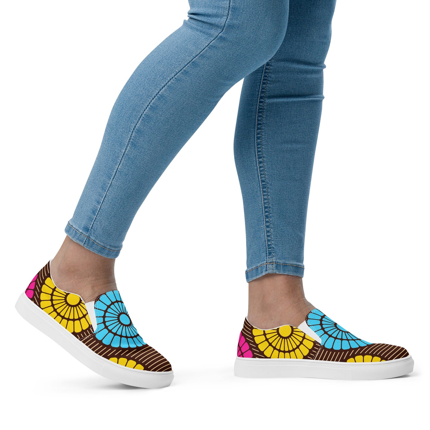 Women’s slip-on canvas shoes with Multi African Print