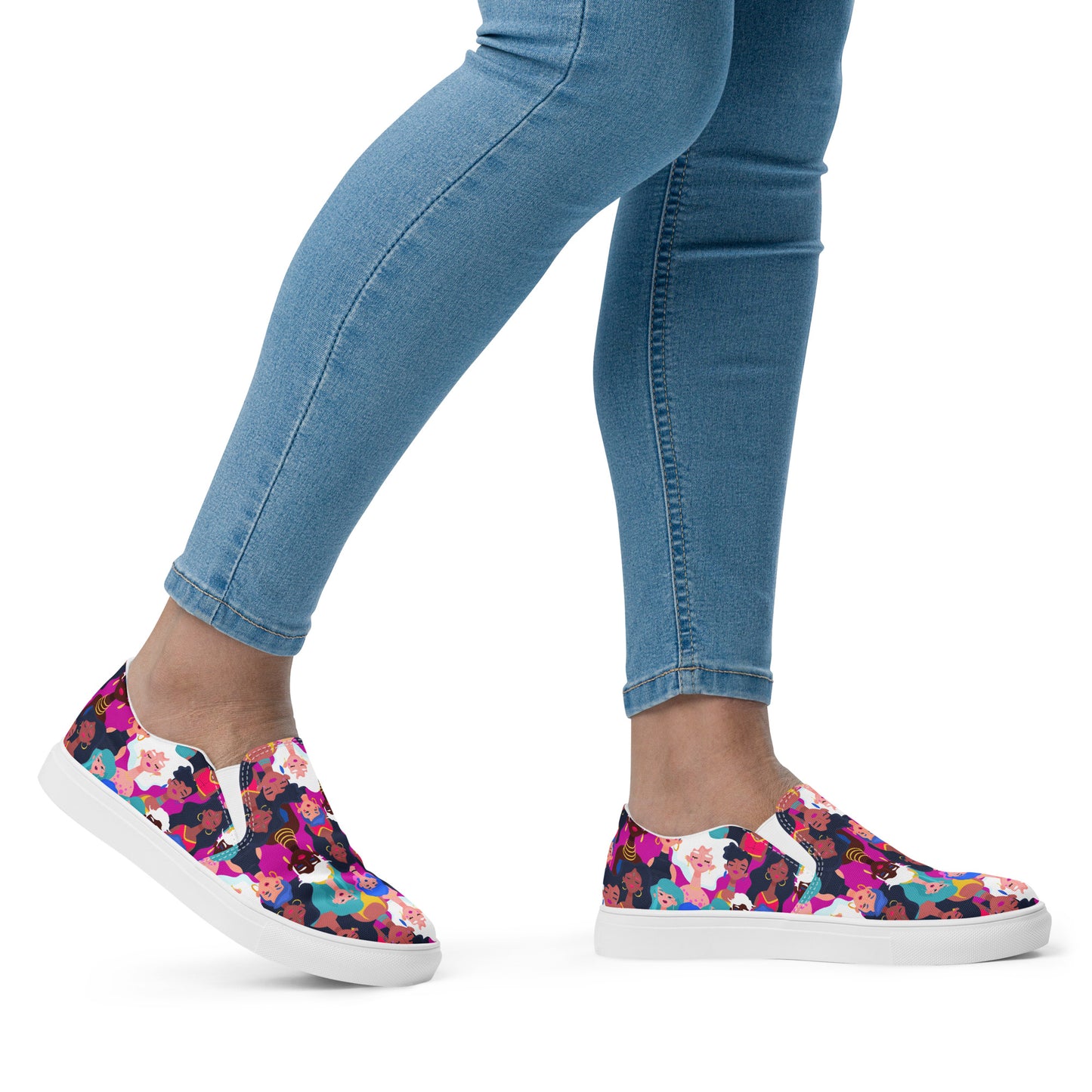 Women’s slip-on canvas shoes with Black Ladies Print