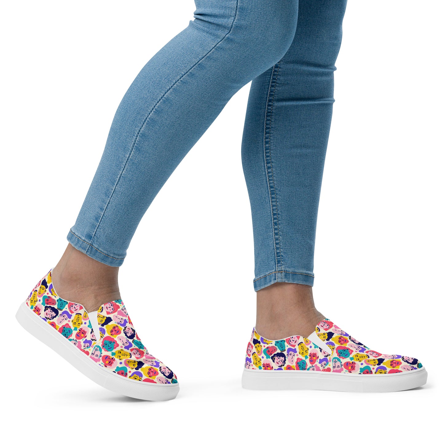 Women’s slip-on canvas shoes with Crazy People Print