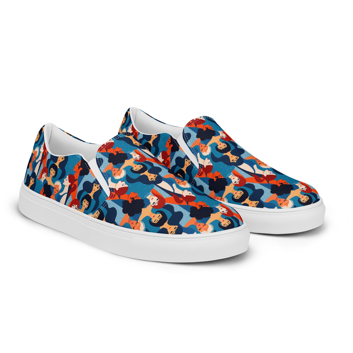 Women’s slip-on canvas shoes with Blue Ladies Print